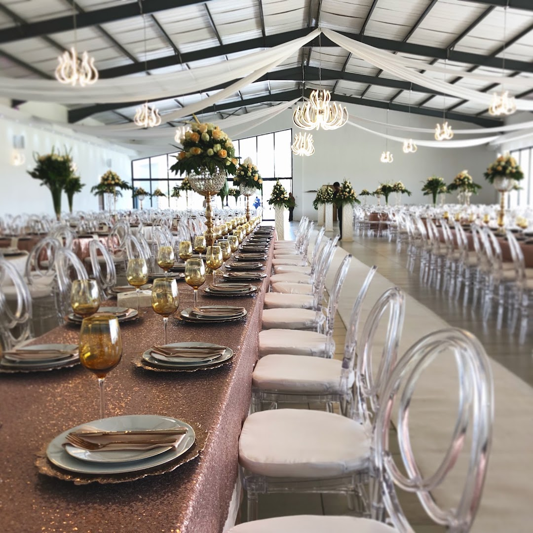 Rose gold long table setting
