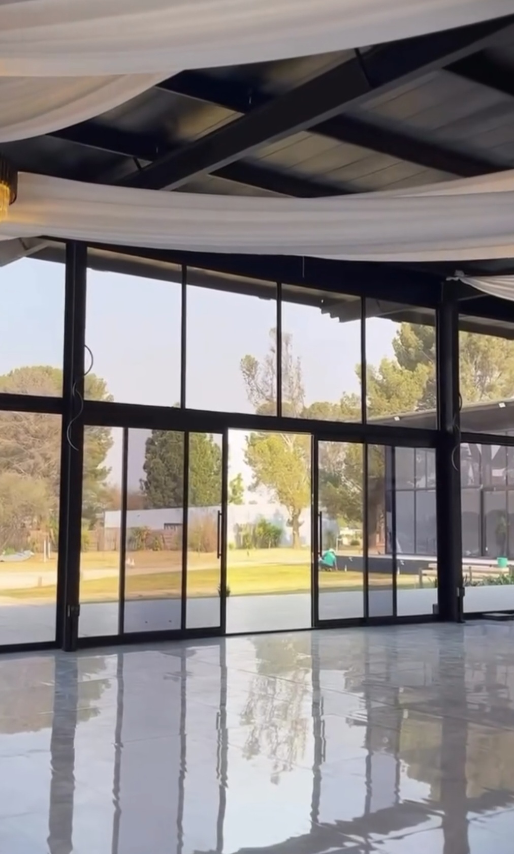 Hall doors opening onto the lawns