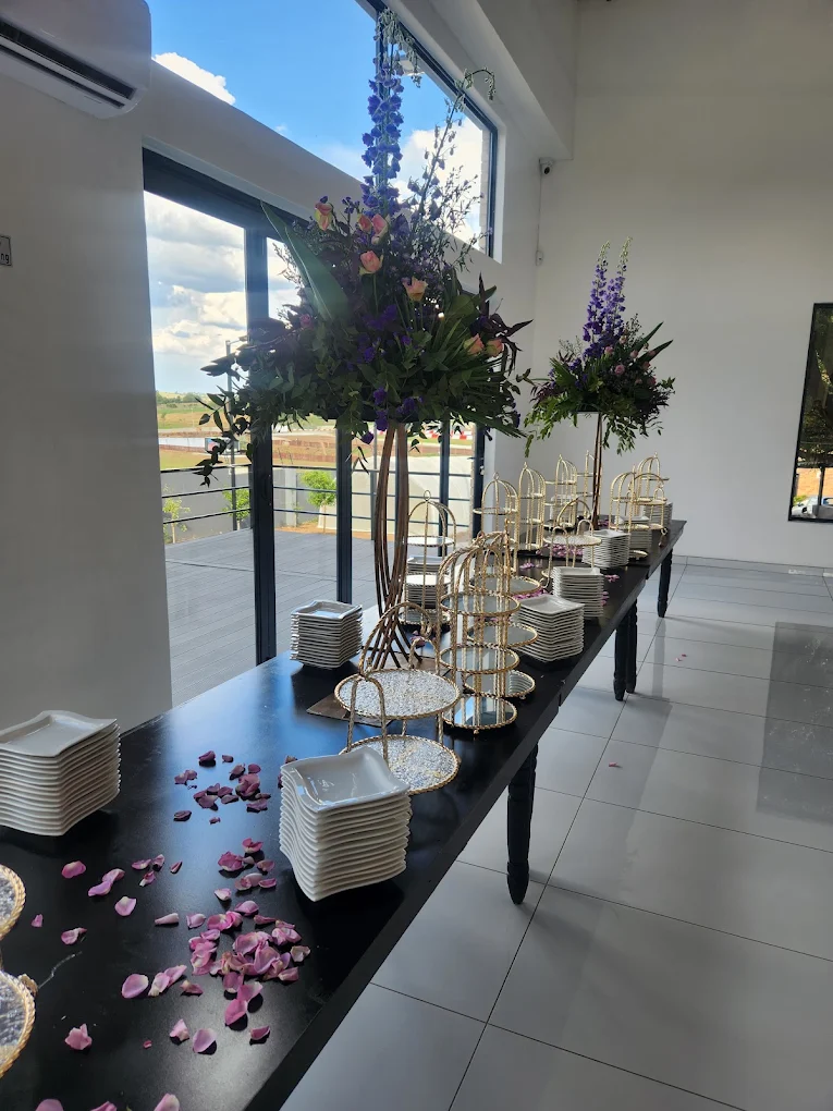 Serving and grazing table dressed with florals