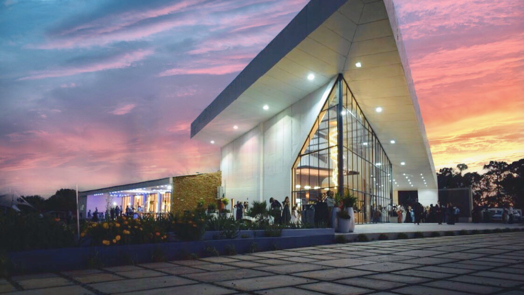 Ayana estate exterior at sunset