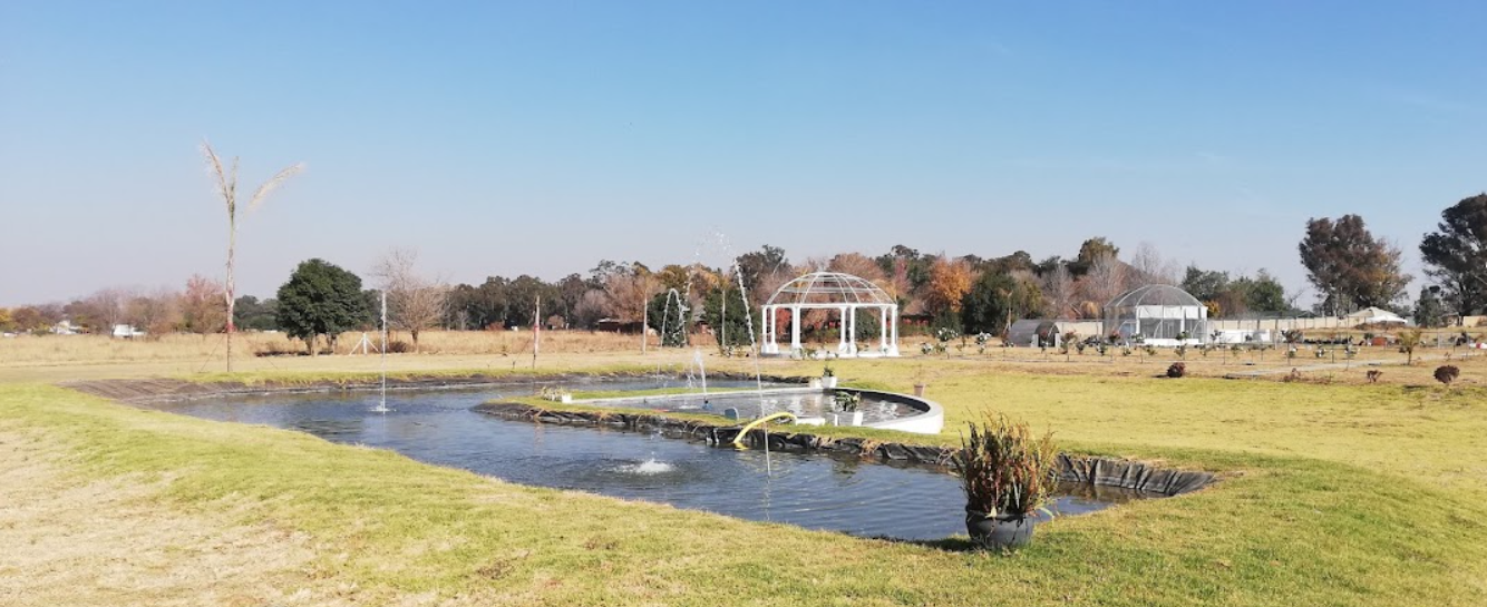 Garden fountain and gazebo