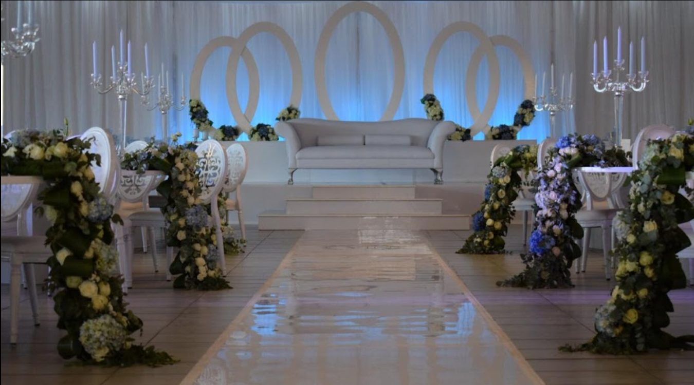Wedding ceremony stage and aisle