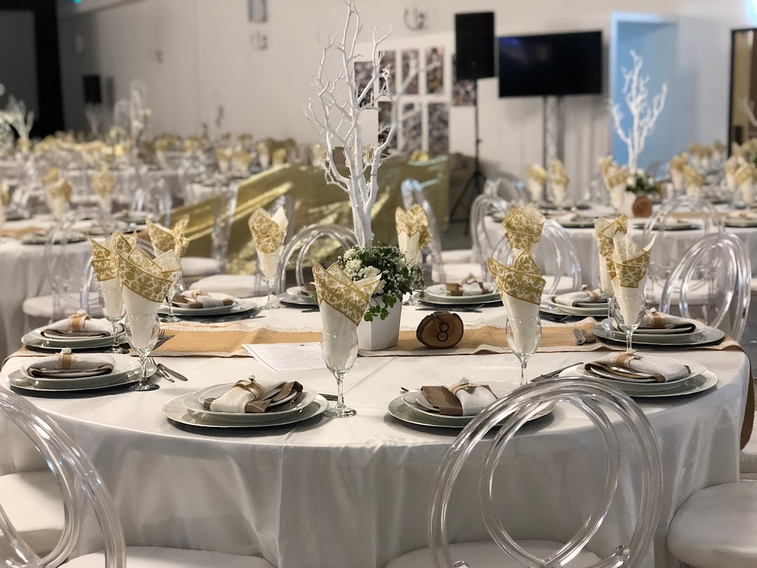 Round table with gold and white styling
