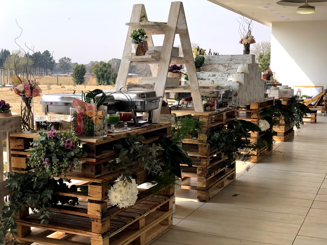 Rustic buffet and catering setup
